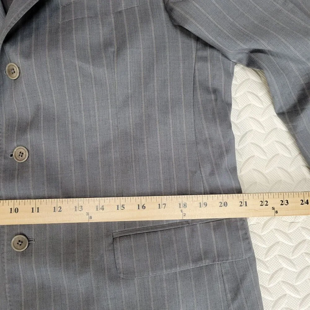 Ermenegildo Zegna Wool Suit‎ Jacket Size 44 RE Gray Pinstriped 